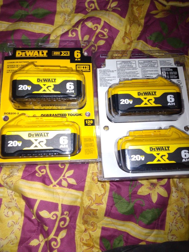 DeWalt 6.Ah Batteries 4 Total Brand New Unopened