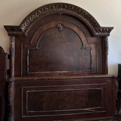 Dark Hardwood Queen Bed frame 