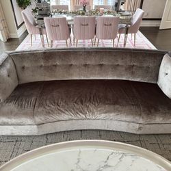 Curved Velvet Sofa 91”