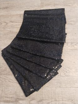 6 Pack Black Sequin Table Runner 12x108