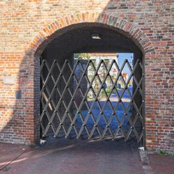 VEVOR Single Folding Security Gate 51.57 in. H x 74 in. W Steel Accordion Fold Door Gate with Padlock Garden Fence