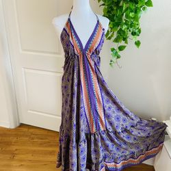 Women Ladies Boho Floral Midi Dress Cocktail Party Evening Summer Beach Sundress one size 