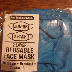 Junior Size. Face Masks  2. Pk. 