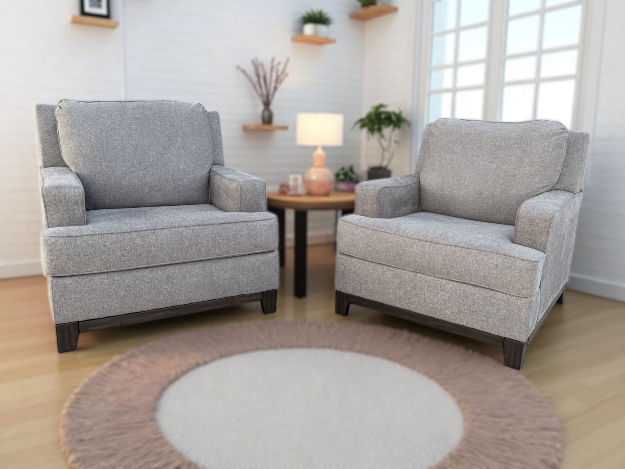Ashley Furniture Kaywood Gray Granite Fabric 2 Armchairs Set 