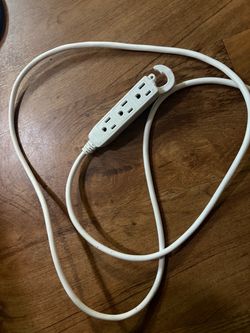 20 FT White 3 Outlet Extension Cord 16/3 AWG 13 Amp 125V 1625W Water Resistant SJTW Outdoor Indoor Power Strip Hanging Hook Grounded 3 Prong Plug