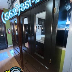 Black Solid Pine Wood Wardrobe With 3 Drawer Fully Assembled 