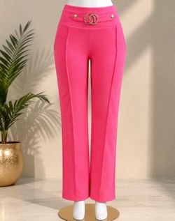 Elegant Hot Pink Fashion Pants  Make a bold statement with these stylish hot pink pants, designed to combine comfort and sophistication. Featuring a f