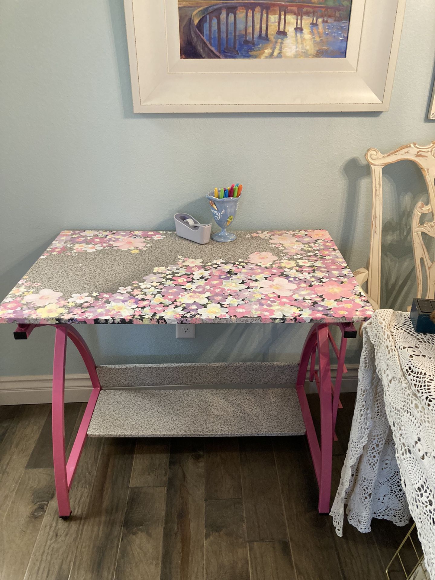 Beautiful Desk Hand-painted, Adjustable Table