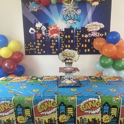 Free Backdrop, Cupcake Stand, And Tablecloth (Balloon Stand Not Included)