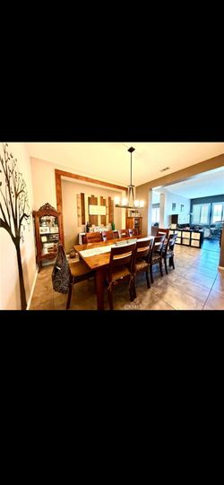 Solid Wood Dining Table with 10 Chairs $ side table Crate & Barrel