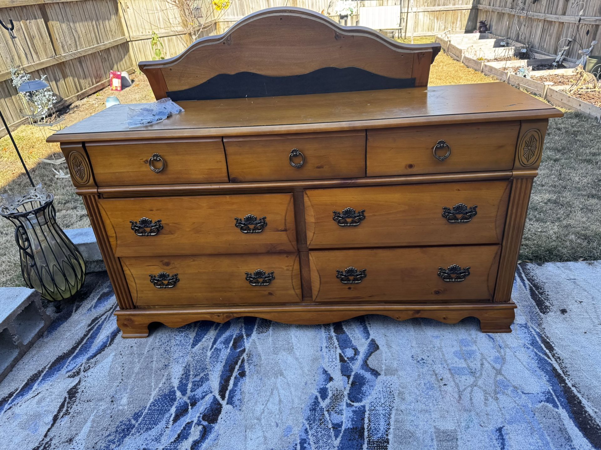 Hoosier Heritage 7 Drawer Amish Dresser with Mirror Beautiful Solid Wood Dresser Dresser: 59''W x 21⅝''D x 33½''H High Quality Gorgeous, heavy, solid 