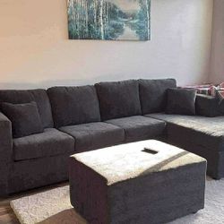 Brand New Dark Grey Sectionals With Free Ottoman 