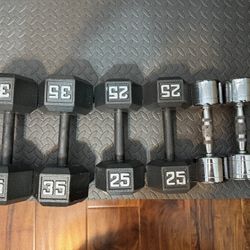 35, 25, 15 Lb Dumbbells 