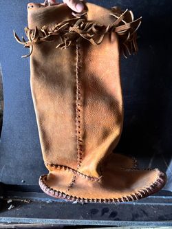 Real- Tall Fringed Leather Moccasin Boots