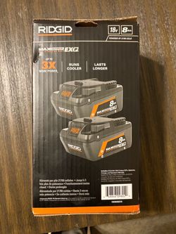 RIDGID 18V 8Ah MAX Output EXP Lithium-Ion Battery 2-Pack with Charger