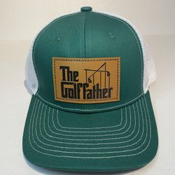 The Golf Father Trucker Hats Adjustable Cotton Leather Patch Mesh Snapback.  