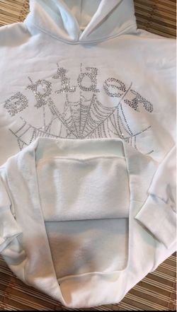 Luxury white hoodie with rhinestones