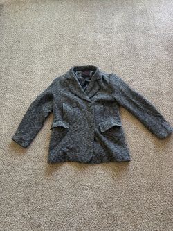 Yoki Women’s Gray Pea Coat Sz L Button Front Lined Long Sleeve Short