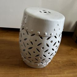 White Ceramic End Table 