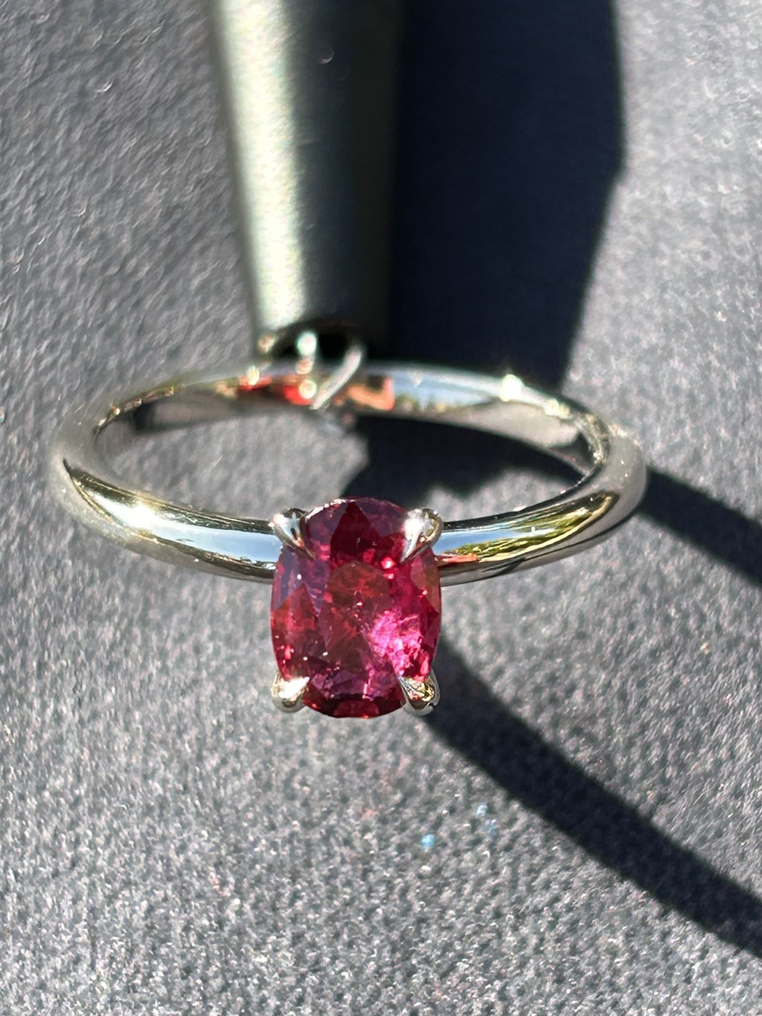 0.74ct Natural Oval Ruby – 14K White Gold Engagement Ring (James Allen, IGI Certified)