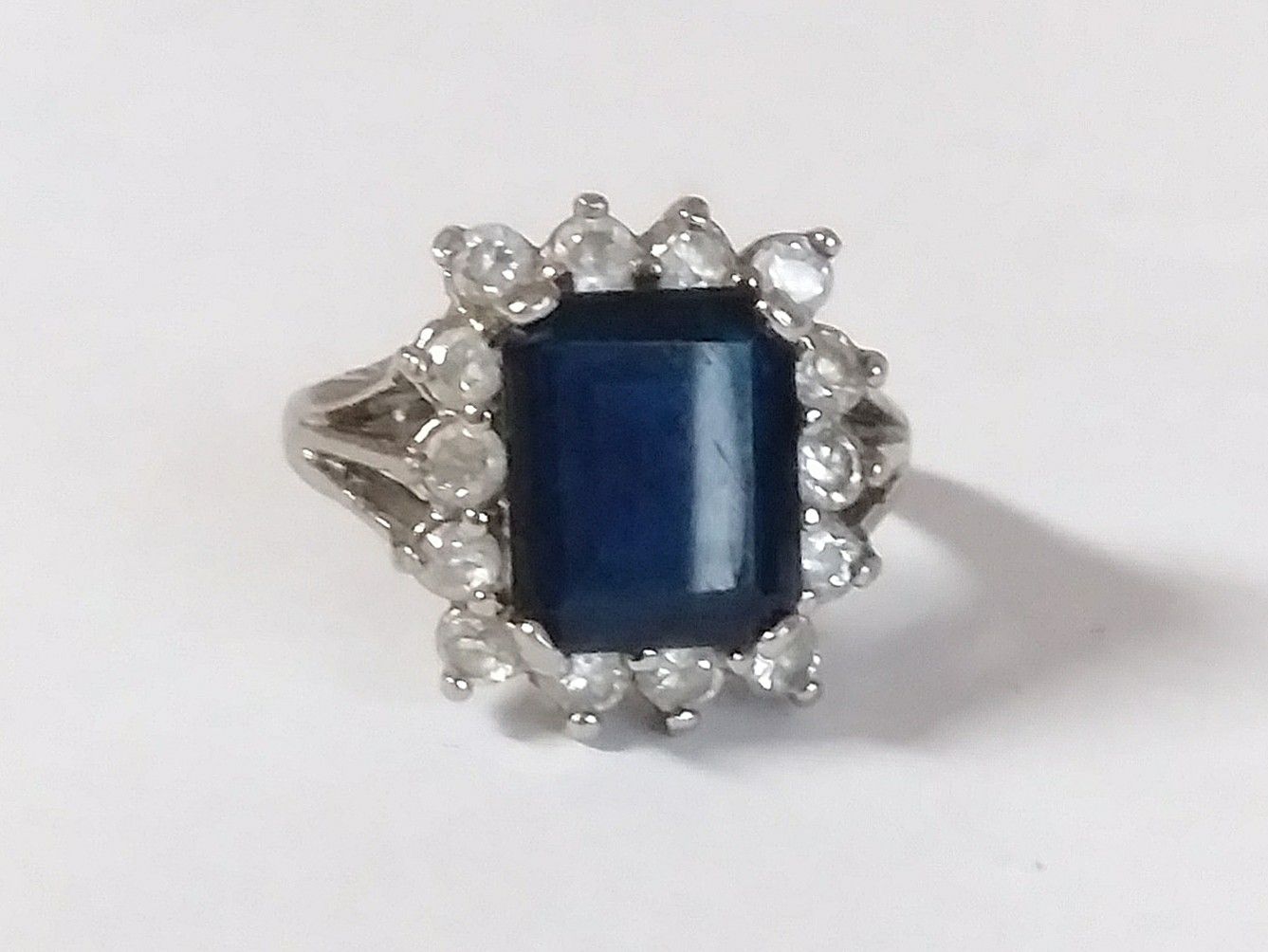 A Genuine Sterling Silver Blue and White Sapphire ring