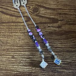 Silver Hair Clips With Beads And Dice Charms 