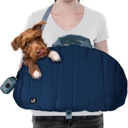 Sytopia Dog Bag Carrier for Small and Medium Dogs, Waterproof and Washable, Travel Pets Purse up to 15 Lbs, Car Seat & Bed, Adjustable Leashes, Navy B