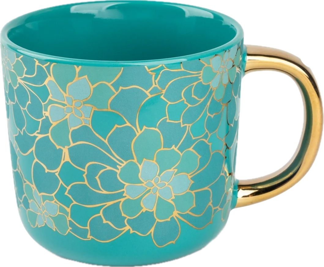 Thyme & Table Thyme & Table Stoneware Coffee Mug, 16 fl oz, Teal Succulent