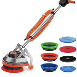 Commercial Floor Scrubber Machine with Brushes and Pads, Heavy Duty Floor Cleaner Polisher and Buffer- Deep Cleaning Tile and Grout, Hardwood Floors a