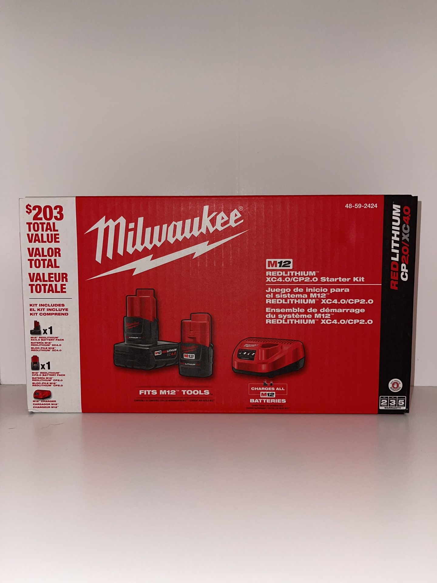 Milwaukee M12 Li-ion 2.0 Ah & 4.0 Ah Starter Kit (48-59-2424)