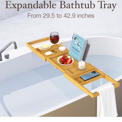 Bamboo Spa Bathtub Caddy- Expandable