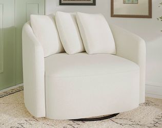 Cream Boucle Swivel Accent Chair - 2 Chairs