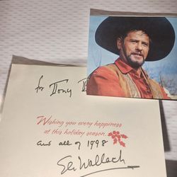 Eli Wallach Actor Signed 5x6.5  XMAS CARD COA