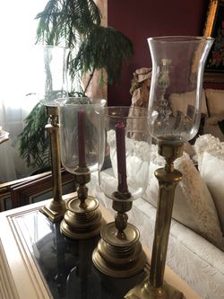 Brass candle vases two set