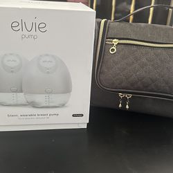 Elvie Wearable Double Electric Breast Pump (EP01) - White  and Luxja Wearable Breast Pump Storage Bag - Grey
