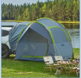 JOYTUTUS SUV Tent for Camping with Rainfly, Double Door Design Car Tent with Aluminum Poles, SUV Tailgate Tent with Waterproof PU2000mm Double Layer f