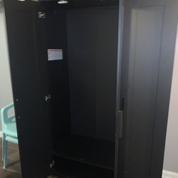 Black Wardrobe with Mirror