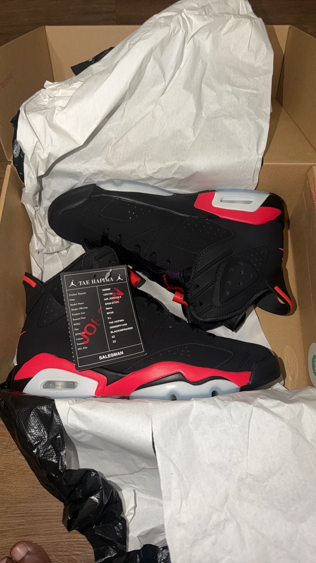 Jordans 6 salesman sizes 9