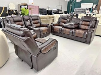 Phoenix Brown Reclining 3 PC. Sofa Set. Brand New