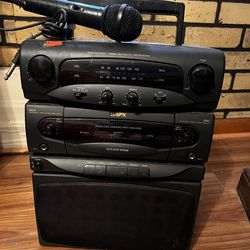 Karaoke machine with microphone