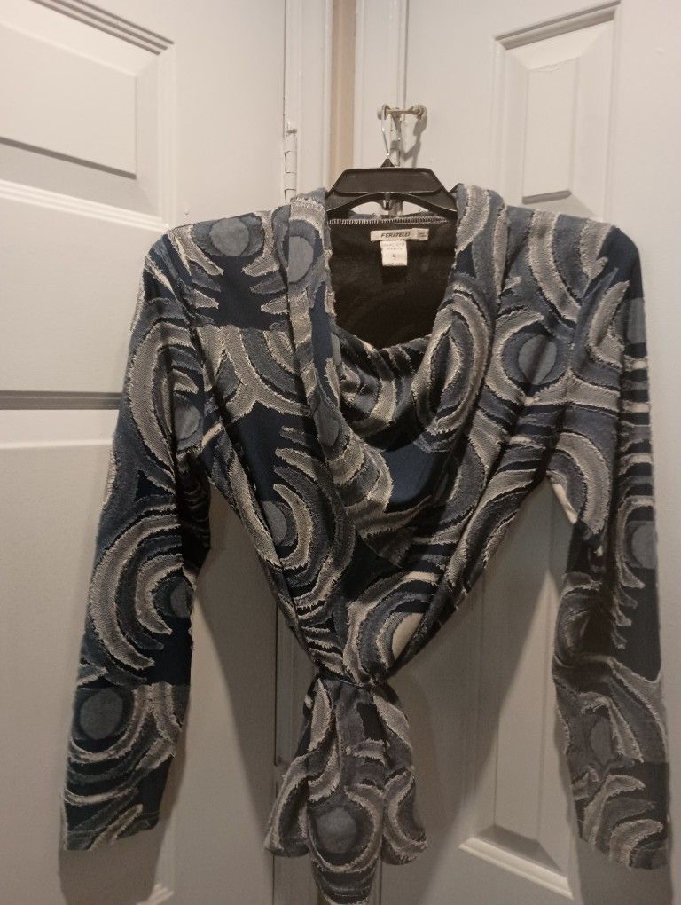 Blouse Women's Stein Mart Blue Long Sleeve Shirtp