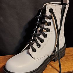 White And Black Lace Up Boots