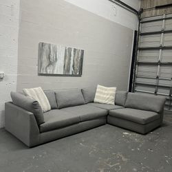 Gray Plush Sectional 