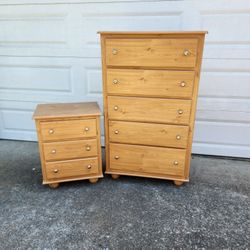 32" Dresser + Nightstand Modern Natural Tan Brown Chest Bedroom Furniture _ All Drawers Slide Smoothly