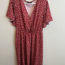 Women’s Size 18/20 Bloomchic Red Dress with White Hearts, NEW