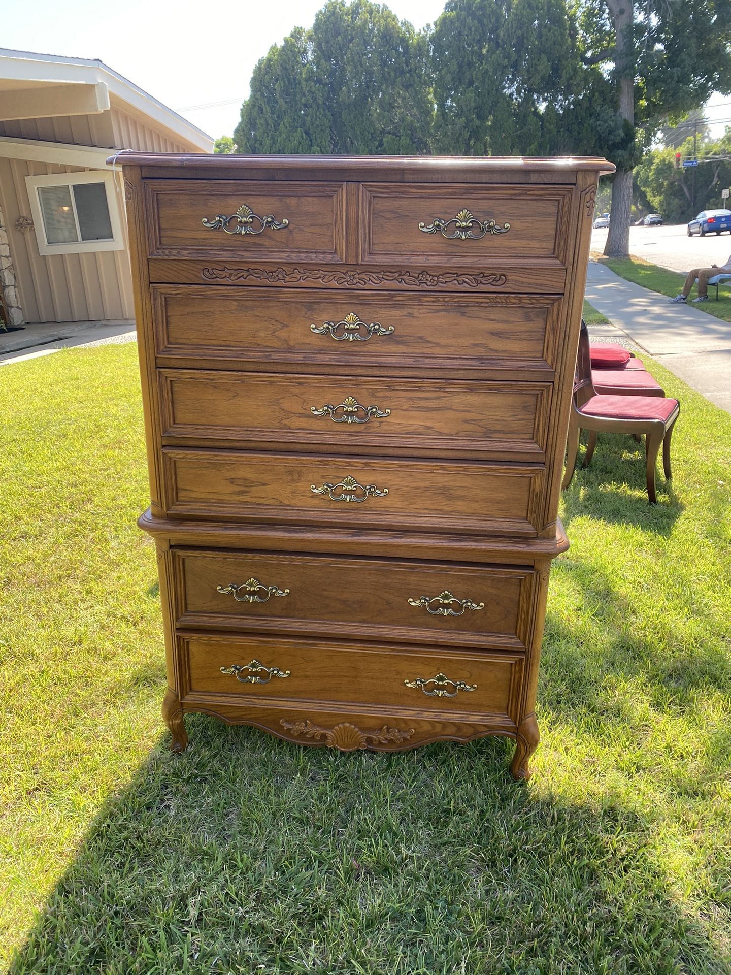 french provincial tallboy by stanley / 6 drawer chest of drawers