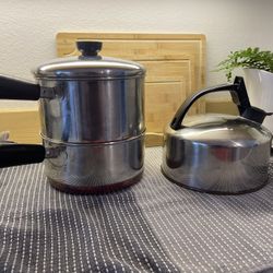 2 Revere Ware Sauce Pans & Teapot 