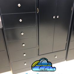 Jumbo Black Wardrobe Closet 6 Drawers Wood- Ropero Para Niños 