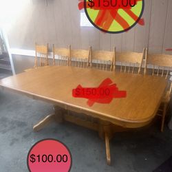 Great Shape Has Two Leif’s 6 Chairs  Without Leif’s  Great shape has six chairs two leafs note size 40”x58”with our leafs each Leif are 42” x18”