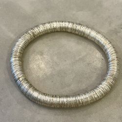 Boho Silver tone beaded stretchy bracelet  